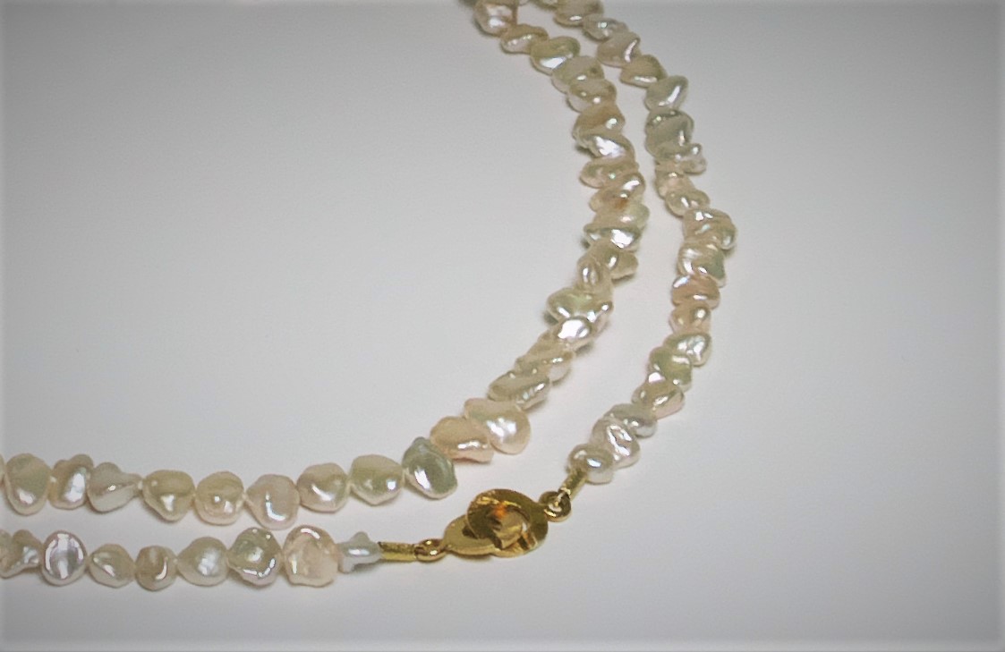 Keshi Perlenkette mit Ring-Ring-Verschluss, 45 cm