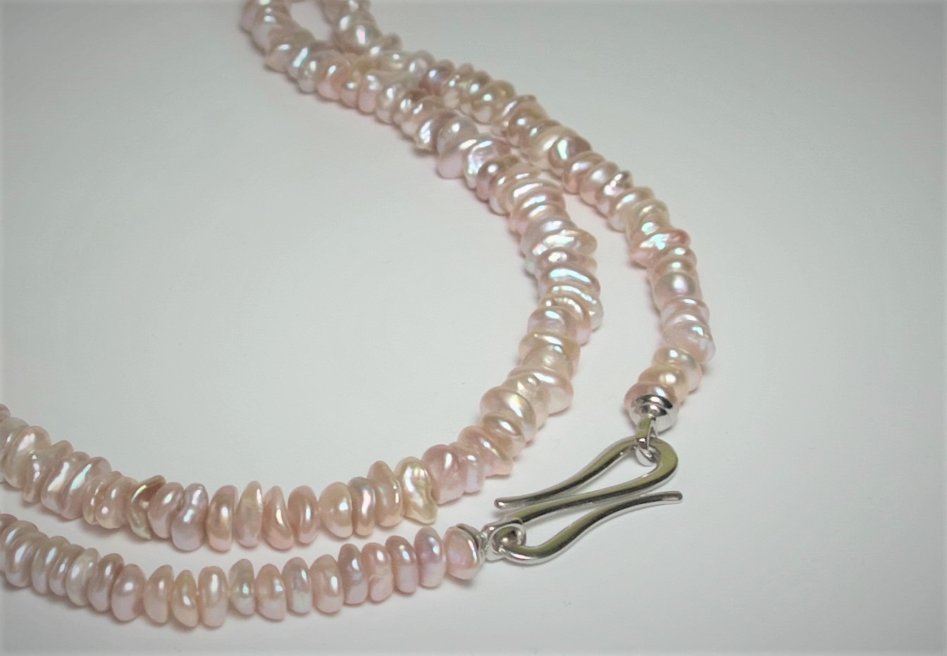 Keshi Perlenkette mit S-Verschluss, 46 cm