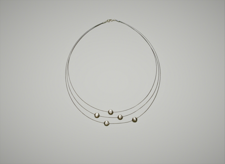 Halskette 3-reihig mit Linsen aus 925 Silber, 46cm