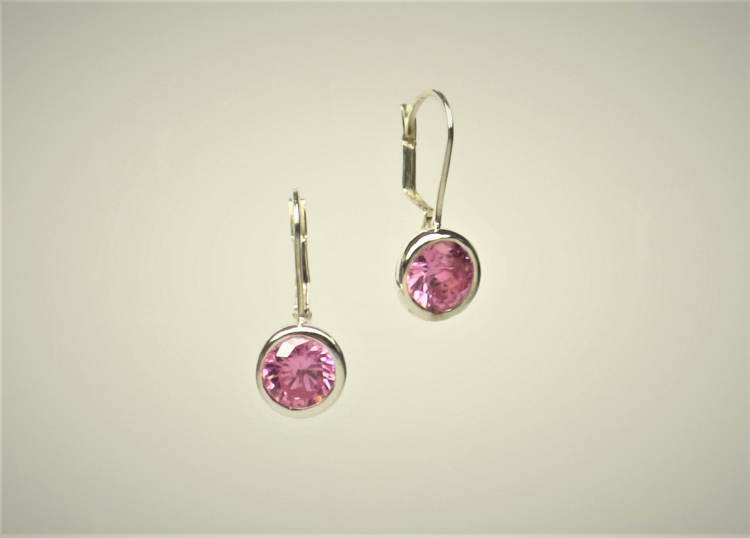 Ohrhänger in Silber und rosa Zirkonia